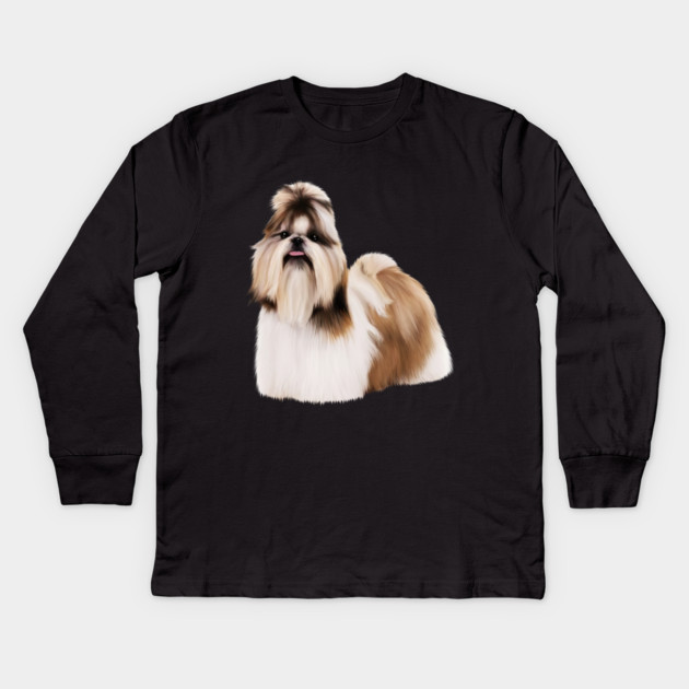 Cute Shih Tzu, Dog Lover Kids Long Sleeve T-Shirt by logiamerch