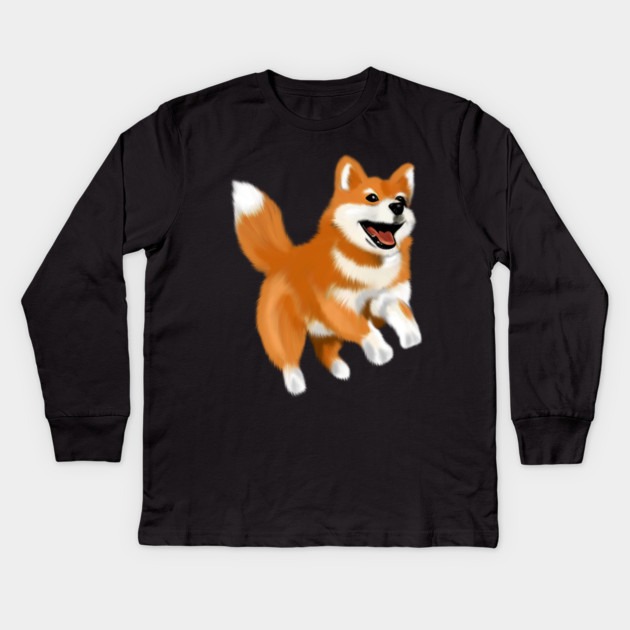 Happy Shiba Dog, Shiba Inu Lover Kids Long Sleeve T-Shirt by logiamerch
