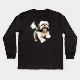 Happy Shih Tzu Dog Kids Long Sleeve T-Shirt