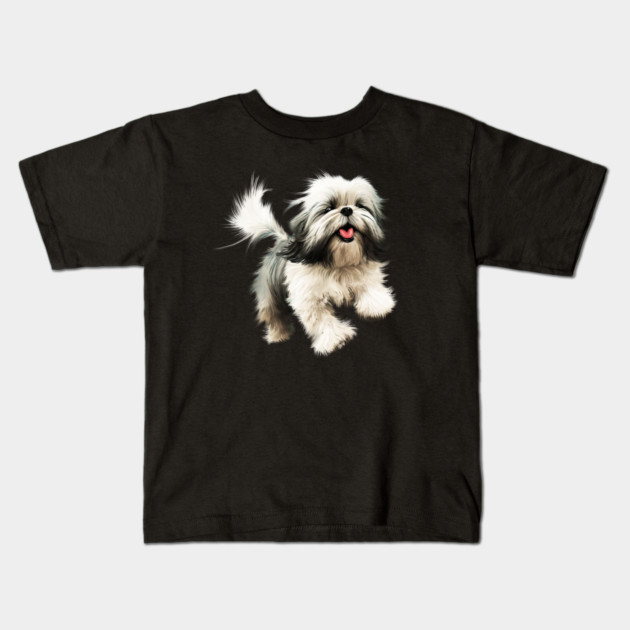 Happy Shih Tzu Dog Kids T-Shirt by logiamerch