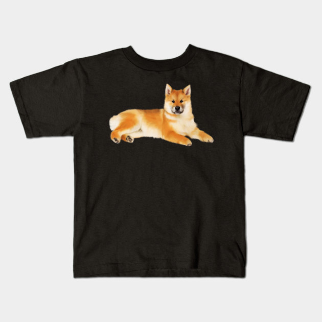 Shiba Inu Dog Resting, Love Shiba Inu Dogs Kids T-Shirt by logiamerch