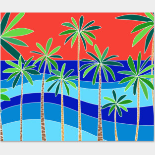 Palmisland, palmtrees, beach and coconuts Posters and Art