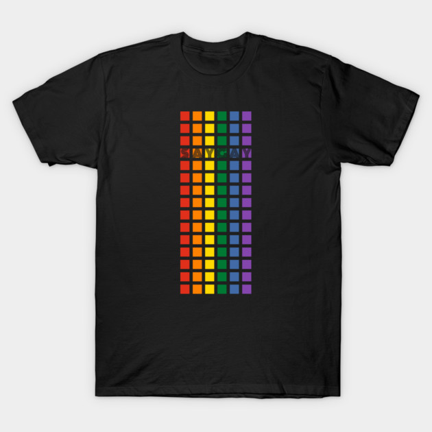 Say Gay Pride Grid T-Shirt by DADDY DD