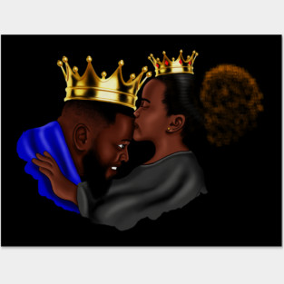 African Dad and Daughter, Fathers Day Gift. King and Princess Posters and Art
