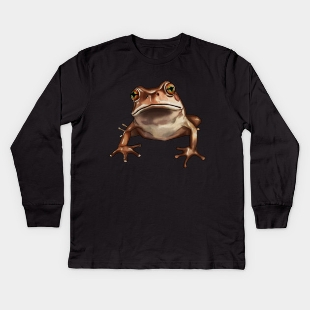 Brown Frog, Tropical Animal, Love Frogs Kids Long Sleeve T-Shirt by logiamerch