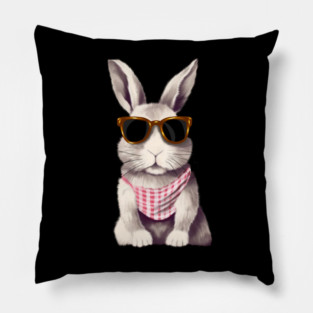 Cute Bunny Rabbit wearing Shades Pillow