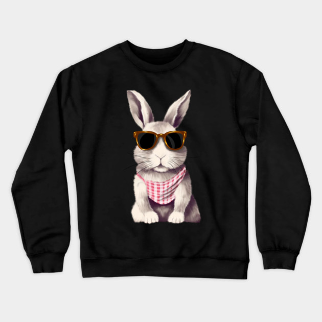 Cute Bunny Rabbit wearing Shades Crewneck Sweatshirt by logiamerch