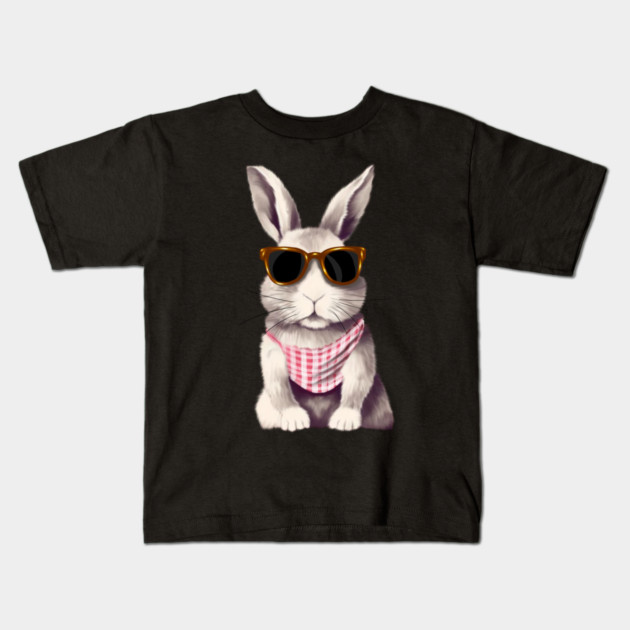 Cute Bunny Rabbit wearing Shades Kids T-Shirt by logiamerch