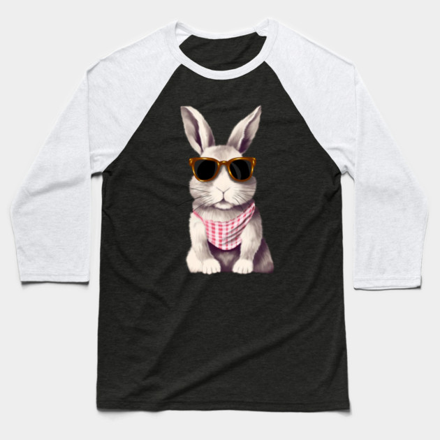 Cute Bunny Rabbit wearing Shades Baseball T-Shirt by logiamerch