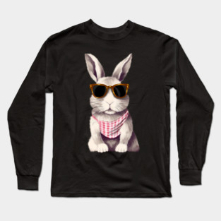 Cute Bunny Rabbit wearing Shades Long Sleeve T-Shirt