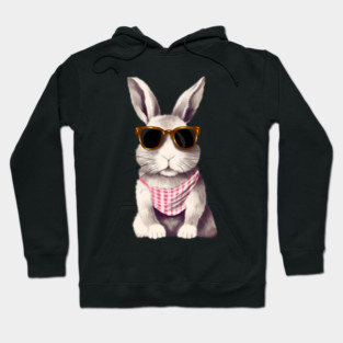 Cute Bunny Rabbit wearing Shades Hoodie