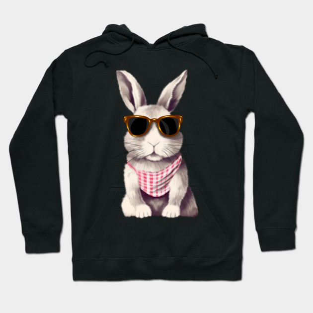 Cute Bunny Rabbit wearing Shades Hoodie by logiamerch