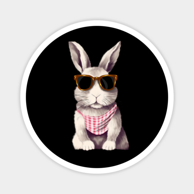 Cute Bunny Rabbit wearing Shades Magnet by logiamerch