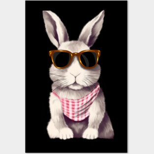 Cute Bunny Rabbit wearing Shades Posters and Art