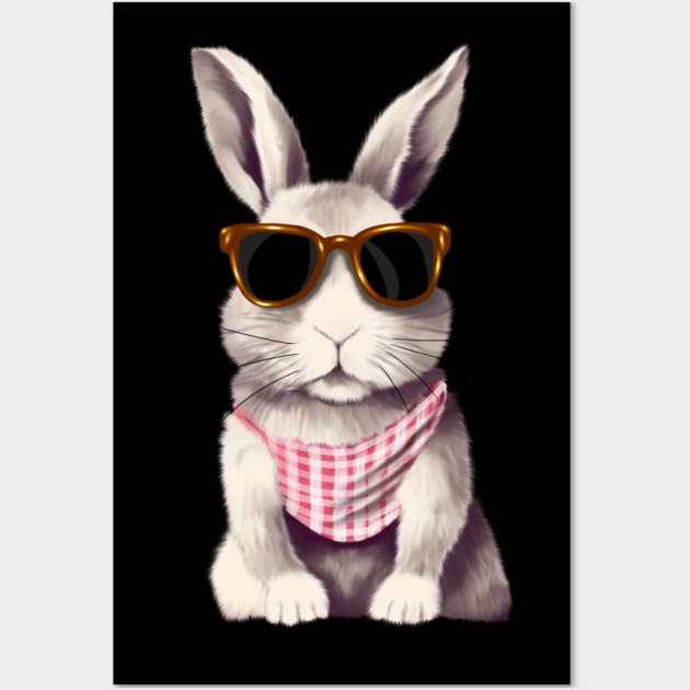 Cute Bunny Rabbit wearing Shades Wall Art by logiamerch