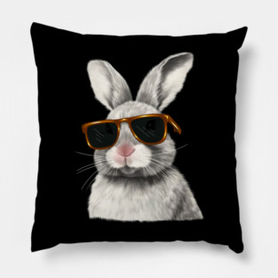 Cute Rabbit wearing Sun Glasses, Love Bunnies Pillow