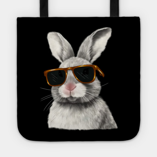 Cute Rabbit wearing Sun Glasses, Love Bunnies Tote by logiamerch