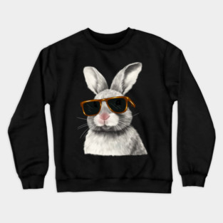Cute Rabbit wearing Sun Glasses, Love Bunnies Crewneck Sweatshirt