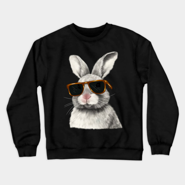 Cute Rabbit wearing Sun Glasses, Love Bunnies Crewneck Sweatshirt by logiamerch