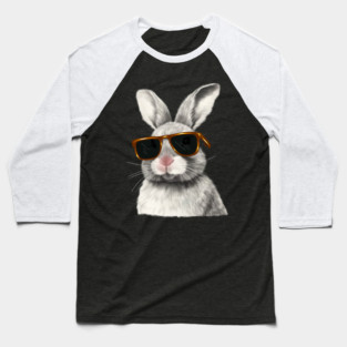 Cute Rabbit wearing Sun Glasses, Love Bunnies Baseball T-Shirt