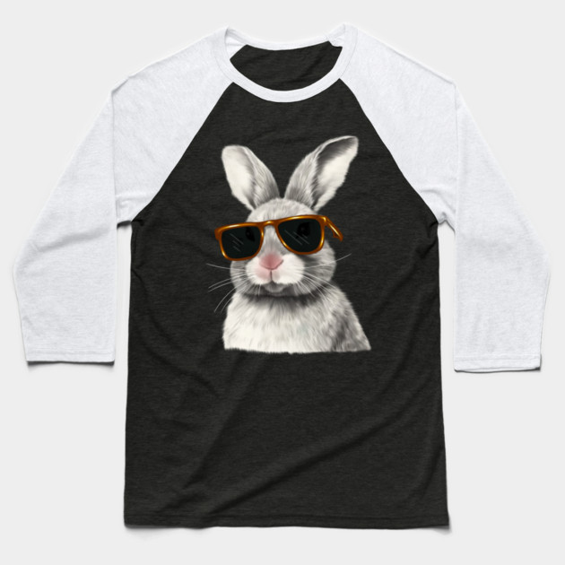 Cute Rabbit wearing Sun Glasses, Love Bunnies Baseball T-Shirt by logiamerch