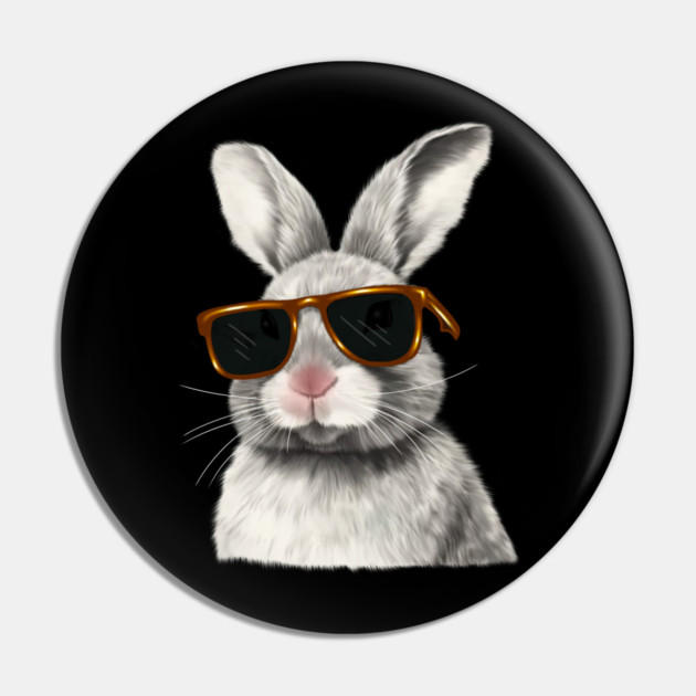 Cute Rabbit wearing Sun Glasses, Love Bunnies Pin by logiamerch