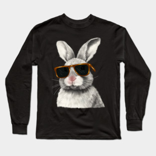 Cute Rabbit wearing Sun Glasses, Love Bunnies Long Sleeve T-Shirt