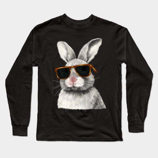Cute Rabbit wearing Sun Glasses, Love Bunnies Long Sleeve T-Shirt by logiamerch