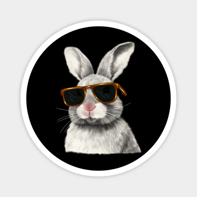 Cute Rabbit wearing Sun Glasses, Love Bunnies Magnet by logiamerch