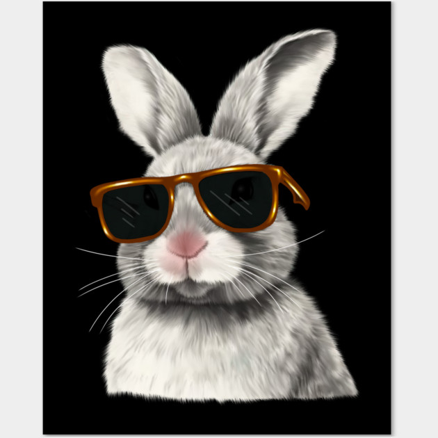 Cute Rabbit wearing Sun Glasses, Love Bunnies Wall Art by logiamerch