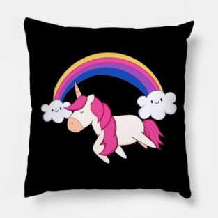 Kawaii Unicorn with Rainbow, Love Unicorns Pillow