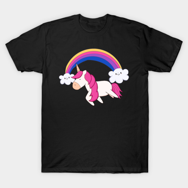Kawaii Unicorn with Rainbow, Love Unicorns T-Shirt by logiamerch