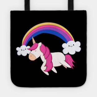 Kawaii Unicorn with Rainbow, Love Unicorns Tote