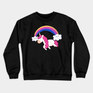 Kawaii Unicorn with Rainbow, Love Unicorns Crewneck Sweatshirt