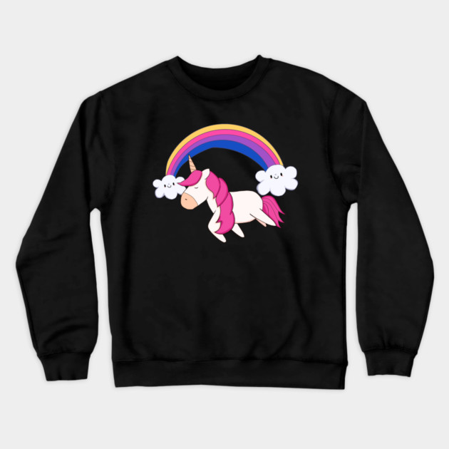 Kawaii Unicorn with Rainbow, Love Unicorns Crewneck Sweatshirt by logiamerch