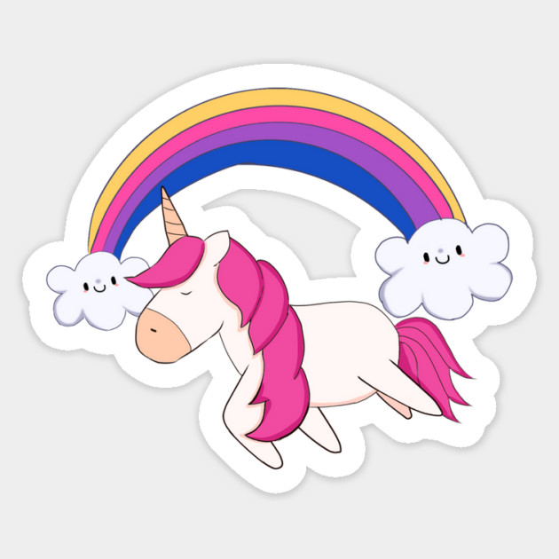 Kawaii Unicorn with Rainbow, Love Unicorns Sticker by logiamerch