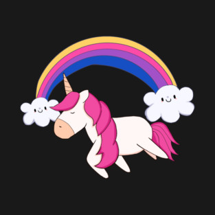 Kawaii Unicorn with Rainbow, Love Unicorns T-Shirt