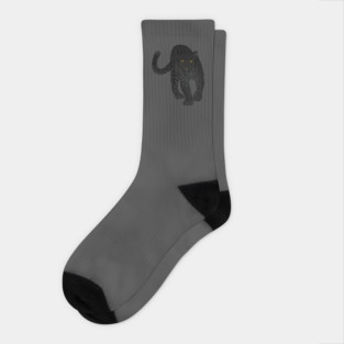 Black Jaguar Panther Stalking Socks