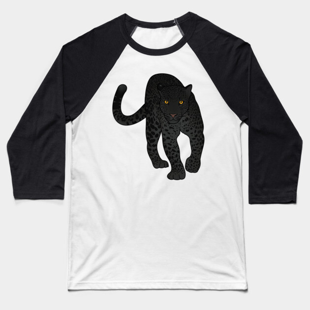 Black Jaguar Panther Stalking Baseball T-Shirt by logiamerch