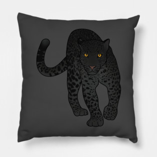 Black Jaguar Panther Stalking Pillow