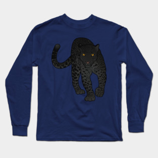 Black Jaguar Panther Stalking Long Sleeve T-Shirt