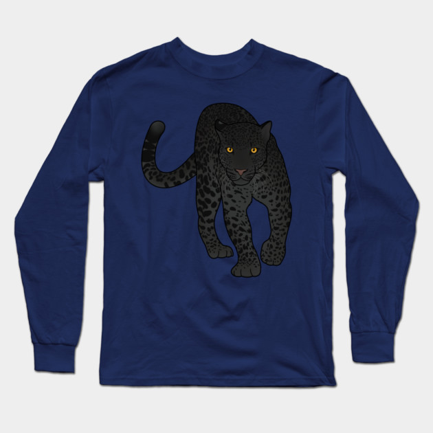 Black Jaguar Panther Stalking Long Sleeve T-Shirt by logiamerch