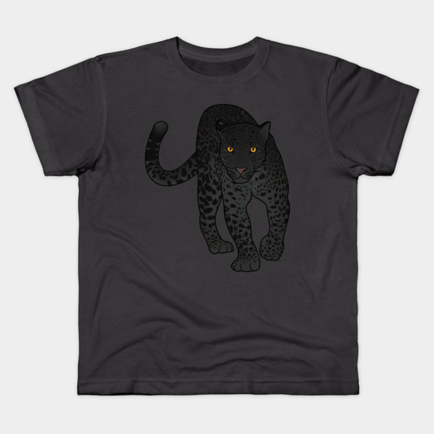 Black Jaguar Panther Stalking Kids T-Shirt by logiamerch