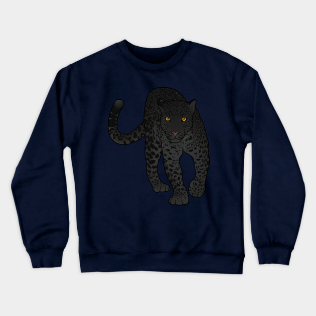 Black Jaguar Panther Stalking Crewneck Sweatshirt by logiamerch