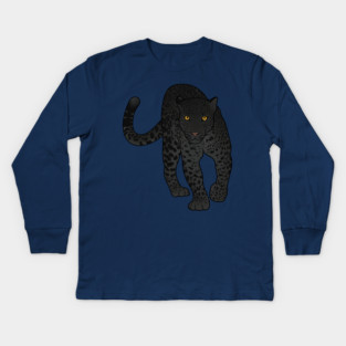 Black Jaguar Panther Stalking Kids Long Sleeve T-Shirt