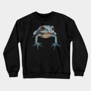 Blue Tropical Frog, Love Frogs Crewneck Sweatshirt