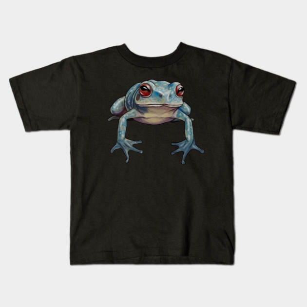 Blue Tropical Frog, Love Frogs Kids T-Shirt by logiamerch