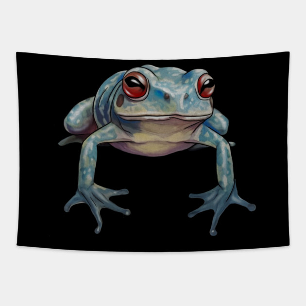 Blue Tropical Frog, Love Frogs Tapestry by logiamerch