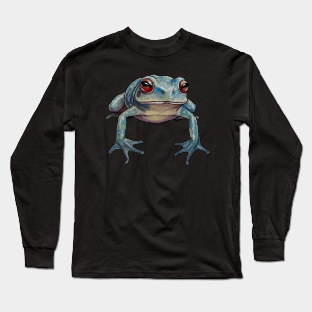 Blue Tropical Frog, Love Frogs Long Sleeve T-Shirt by logiamerch