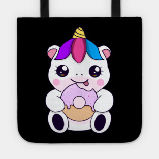 Kawaii Unicorn eating Donut Tote